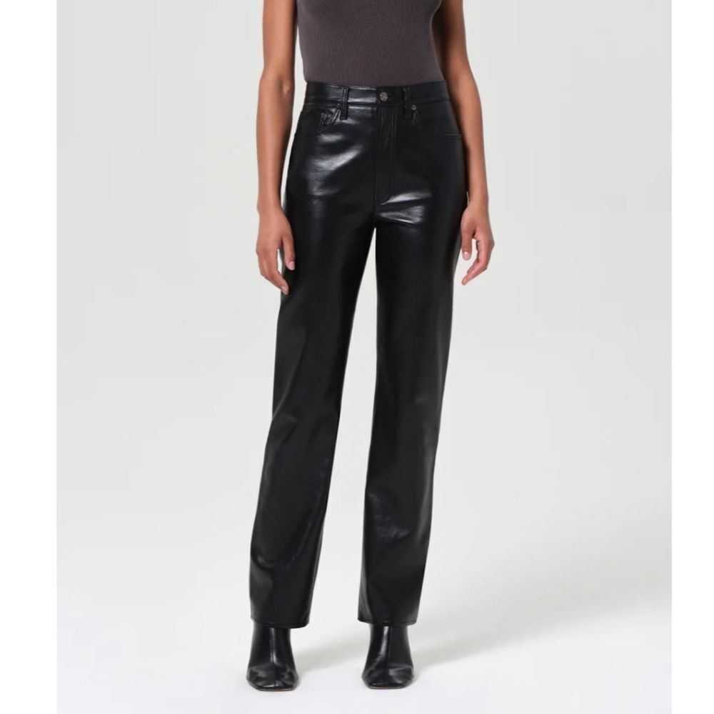 AGOLDE 90'S PINCH WAIST HIGH RISE STRAIGHT LONG (RECYCLED LEATHER) IN DETOX